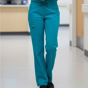 Teal Cherokee Workwear WW120P Professional Cargo Scrub Pants M Petite